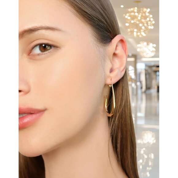 ⚡Gold Drop Hoop Earrings Modern Statement Jewelry for Women Fashion Party Gift - Picture 4 of 6